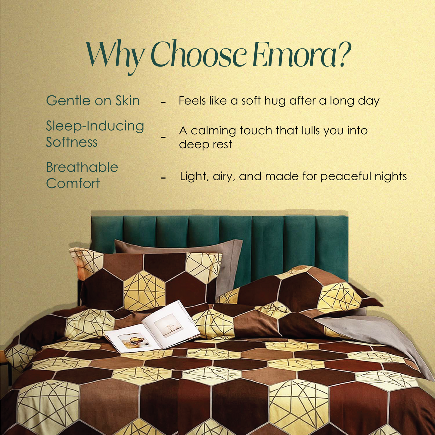 Emora Hexa Glaze Cotton Double Size Bedsheet – 108" x 108" (Inch)