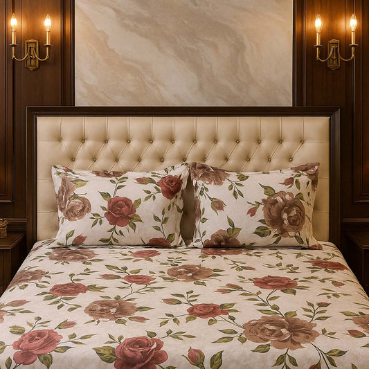 Emora Vintage Bloom Double Size Bedsheet 90" x 100" (Inch)